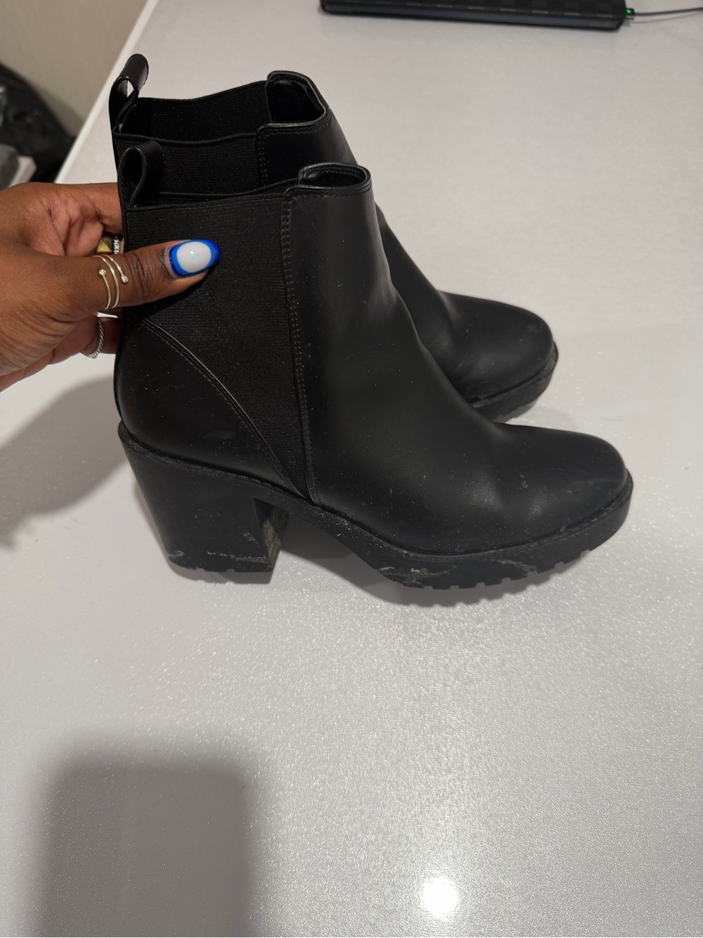 Divided by H&M Black Block Heel Chelsea Ankle Boots — Size 40